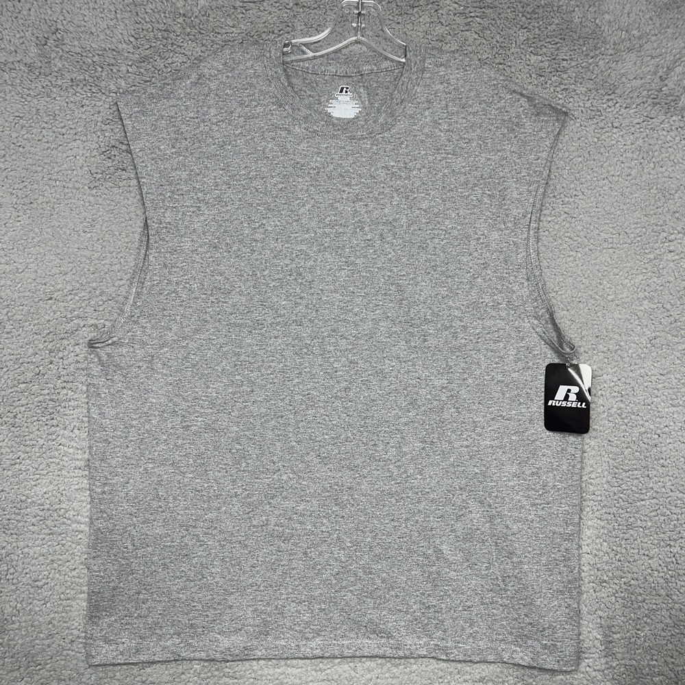 NWT Russell T Shirt Men's Sz XL Gray Sleeveless Athletic Workout Sport Tank Top